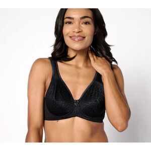 Breezies Women's Bra Sz 44DDD Wild Rose Seamless Underwire Support Black A679226